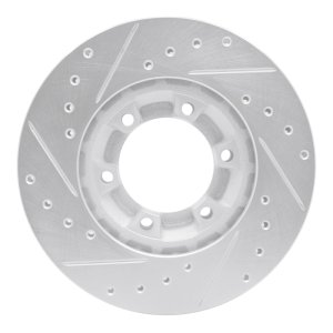 Audi S6 Brake Rotor (1) - Rear Right - R1 Concepts - Drilled & Slotted - Silver - `07-`11